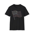 Minimalist Sketched Line Art American Flag T-Shirt | Modern Patriotic Tee