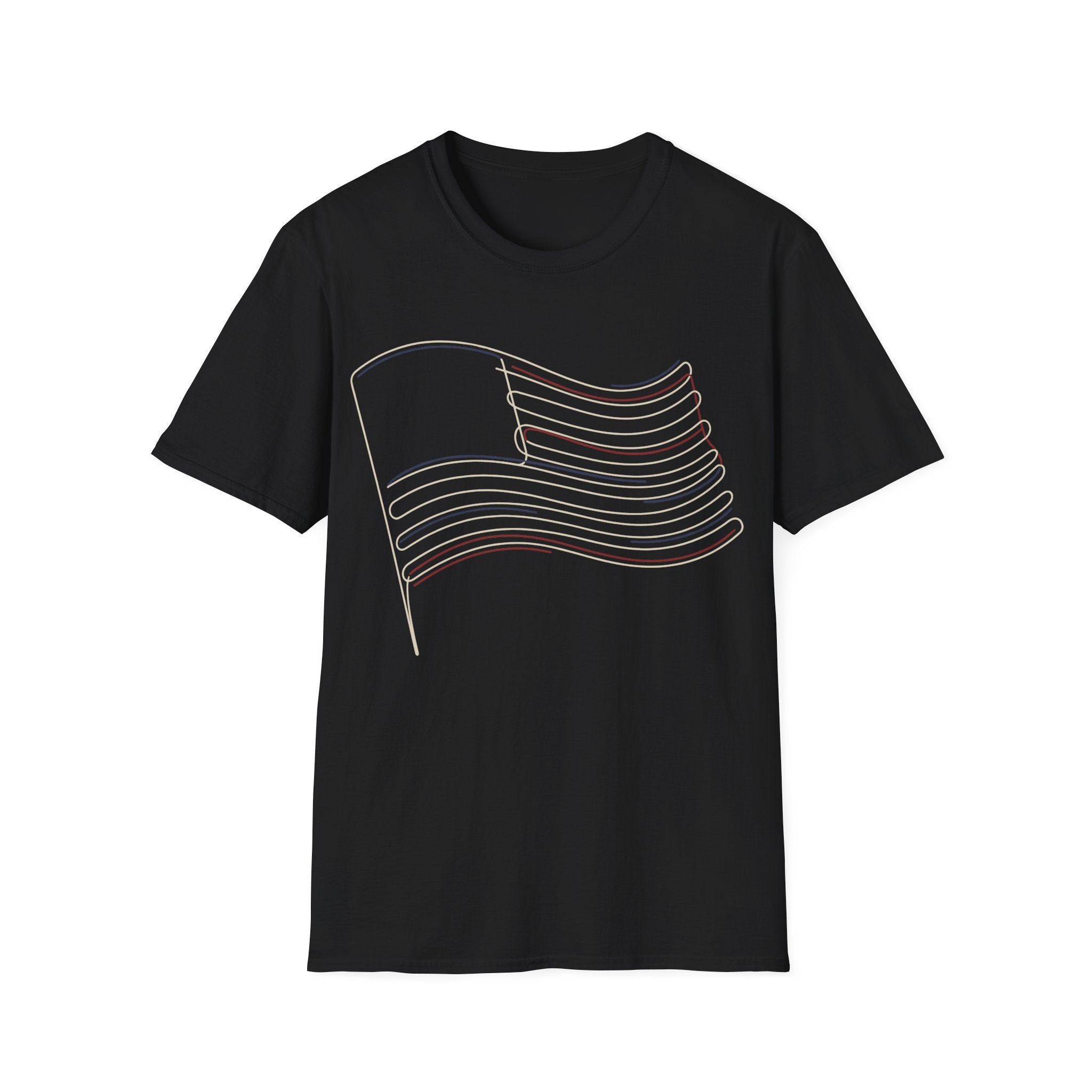 Minimalist Line Art American Flag T-Shirt | Subtle Patriotic Tee