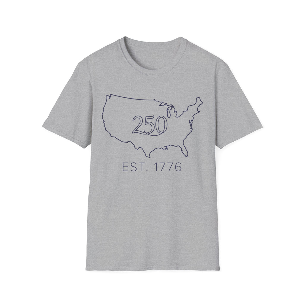 Minimalist USA Map: Est. 1776 250th Anniversary T-Shirt