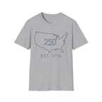 Minimalist USA Map: Est. 1776 250th Anniversary T-Shirt