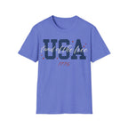 USA Land of the Free 1776 T-Shirt | Cute Cursive Patriotic Tee