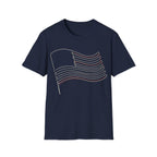 Minimalist Line Art American Flag T-Shirt | Subtle Patriotic Tee