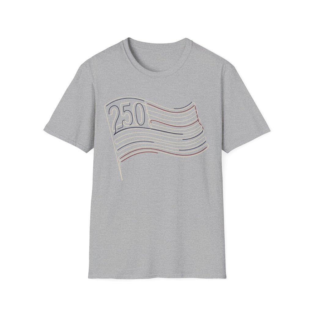 America 250 Minimalist Line Art Flag T-Shirt | USA 250th Anniversary Tee