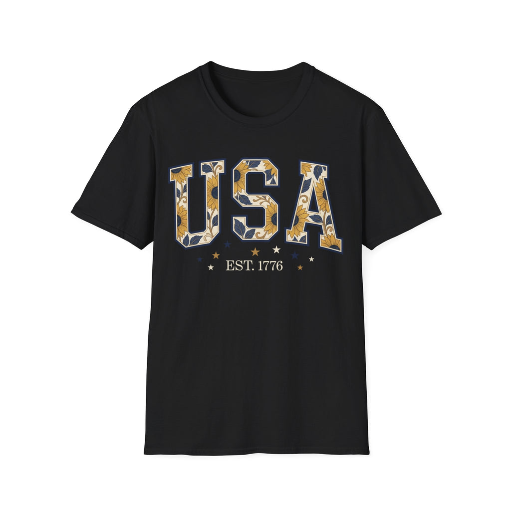 Floral USA Sunflower Est 1776 T-Shirt | Boho Patriotic Tee