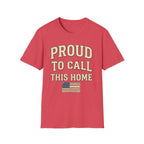 Vintage Distressed Proud To Call This Home T-Shirt | Rustic USA Flag Tee