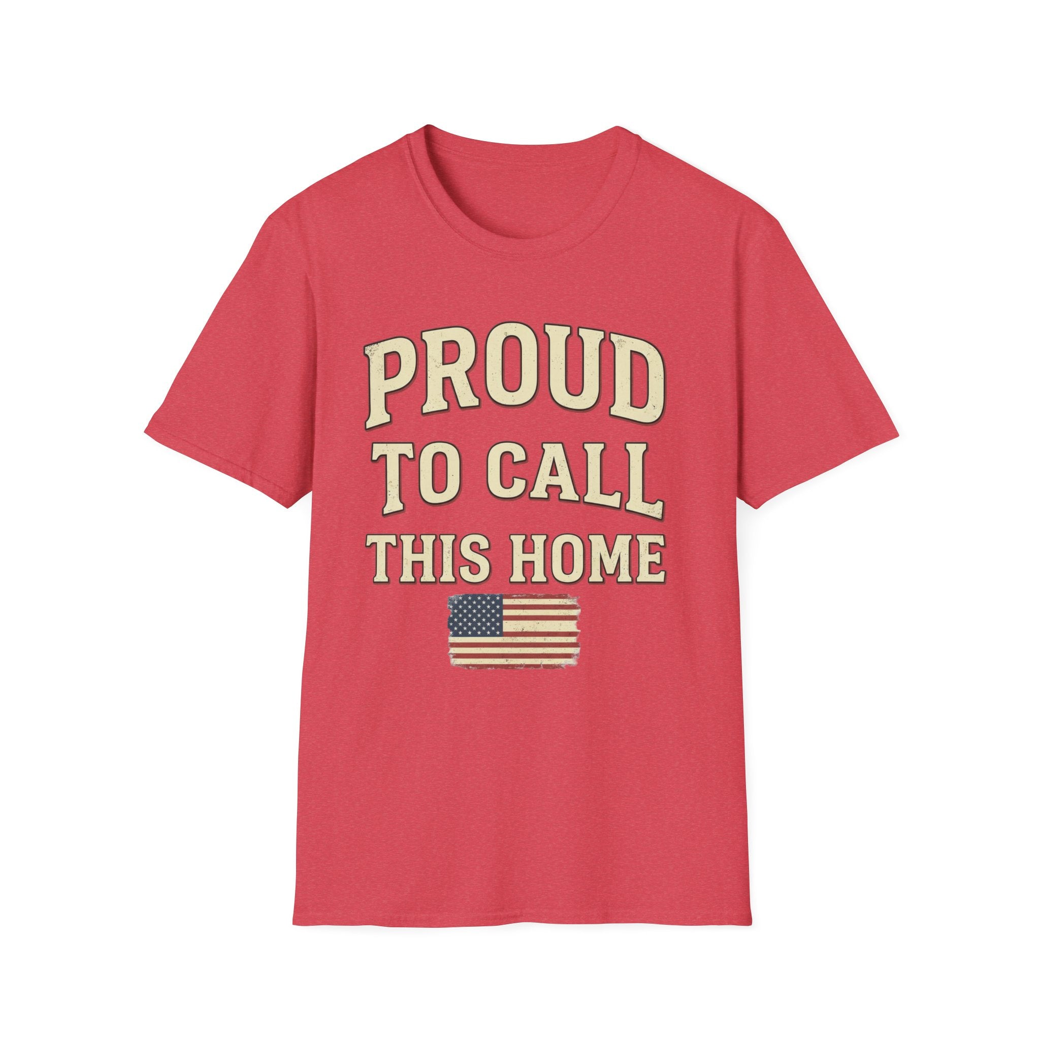 Vintage Distressed Proud To Call This Home T-Shirt | Rustic USA Flag Tee