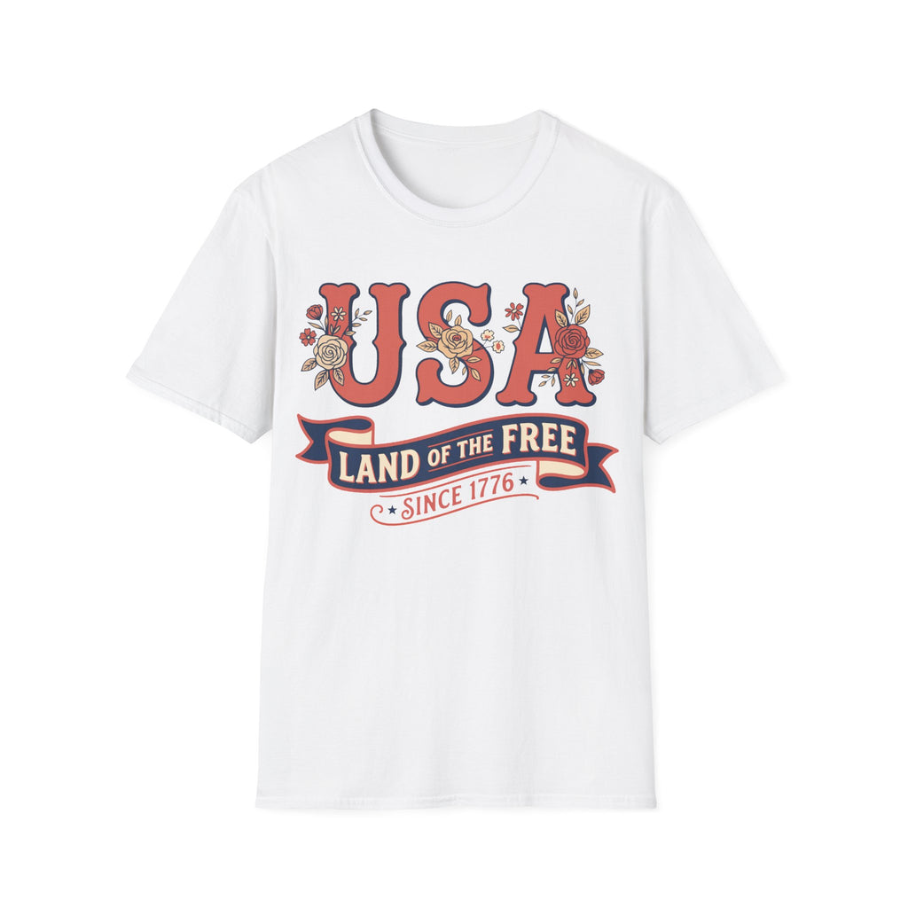 Retro Floral USA Land Of The Free T-Shirt