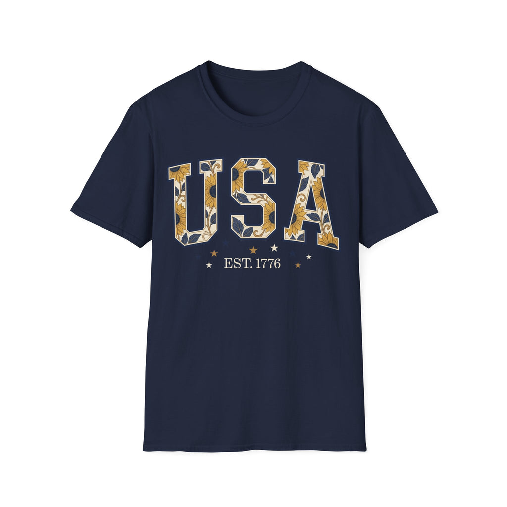 Floral USA Sunflower Est 1776 T-Shirt | Boho Patriotic Tee