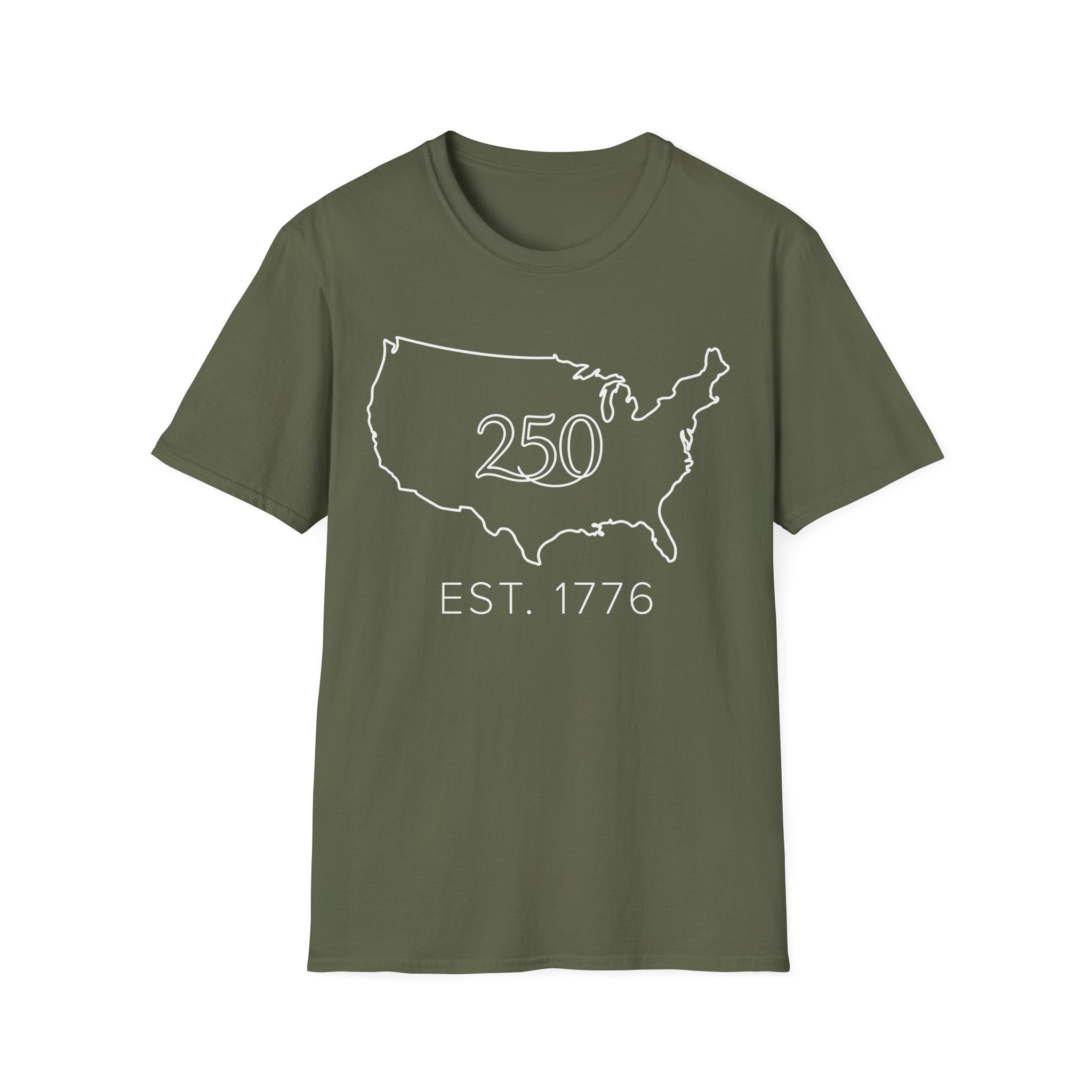 Minimalist USA Map: Est. 1776 250th Anniversary T-Shirt
