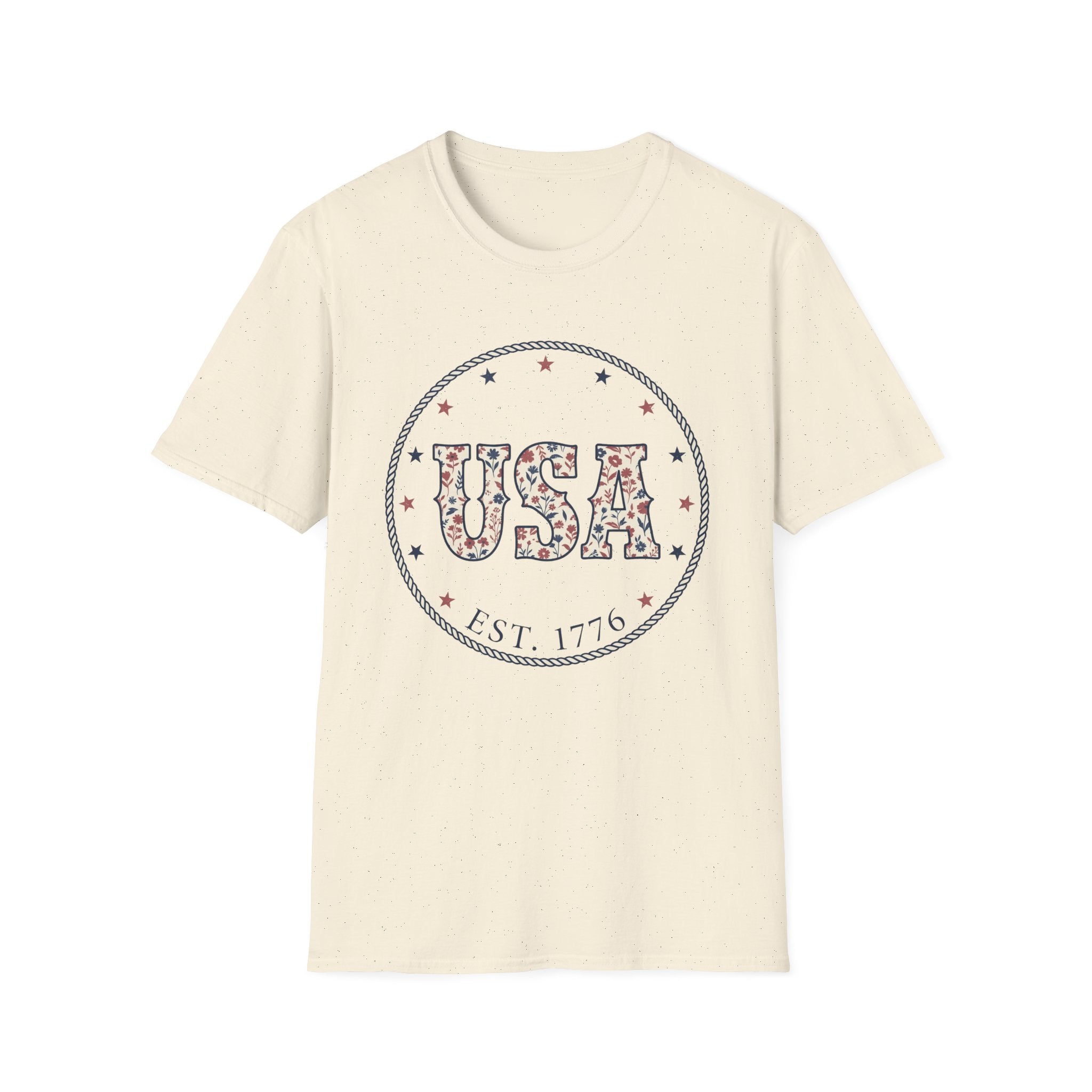 Floral USA Est 1776 T-Shirt | Country Western Patriotic Tee