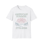 American Summer 1776-2026 Minimalist Lake Fireworks T-Shirt
