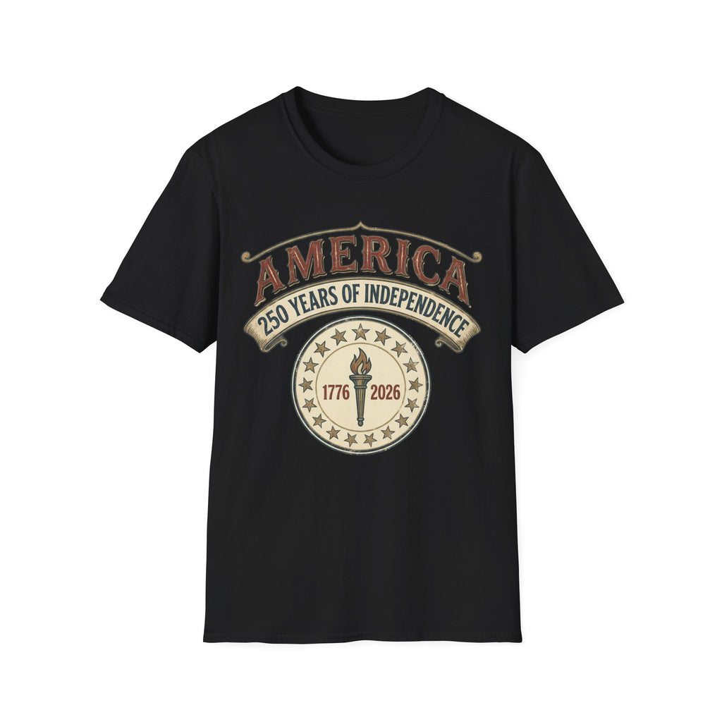 America 250 Years of Independence 1776-2026 Vintage Torch T-Shirt