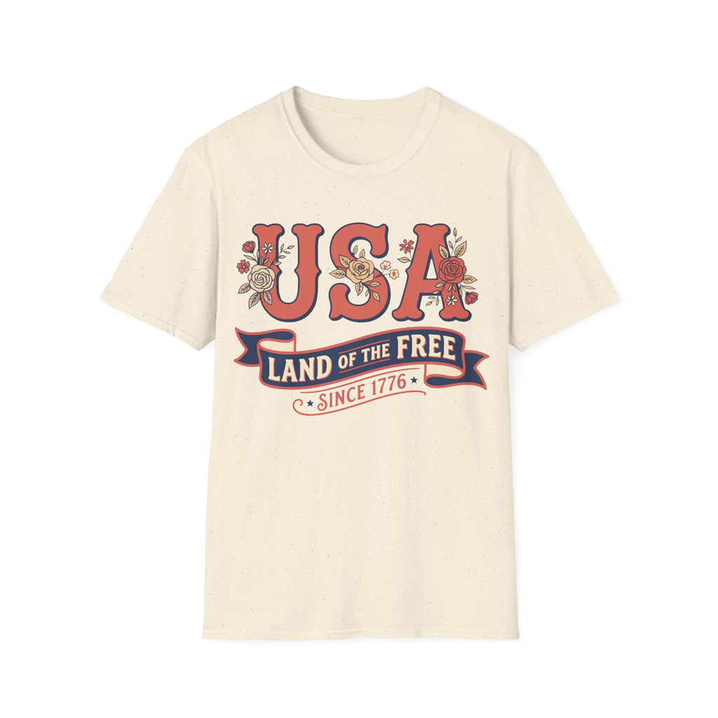 Retro Floral USA Land Of The Free T-Shirt