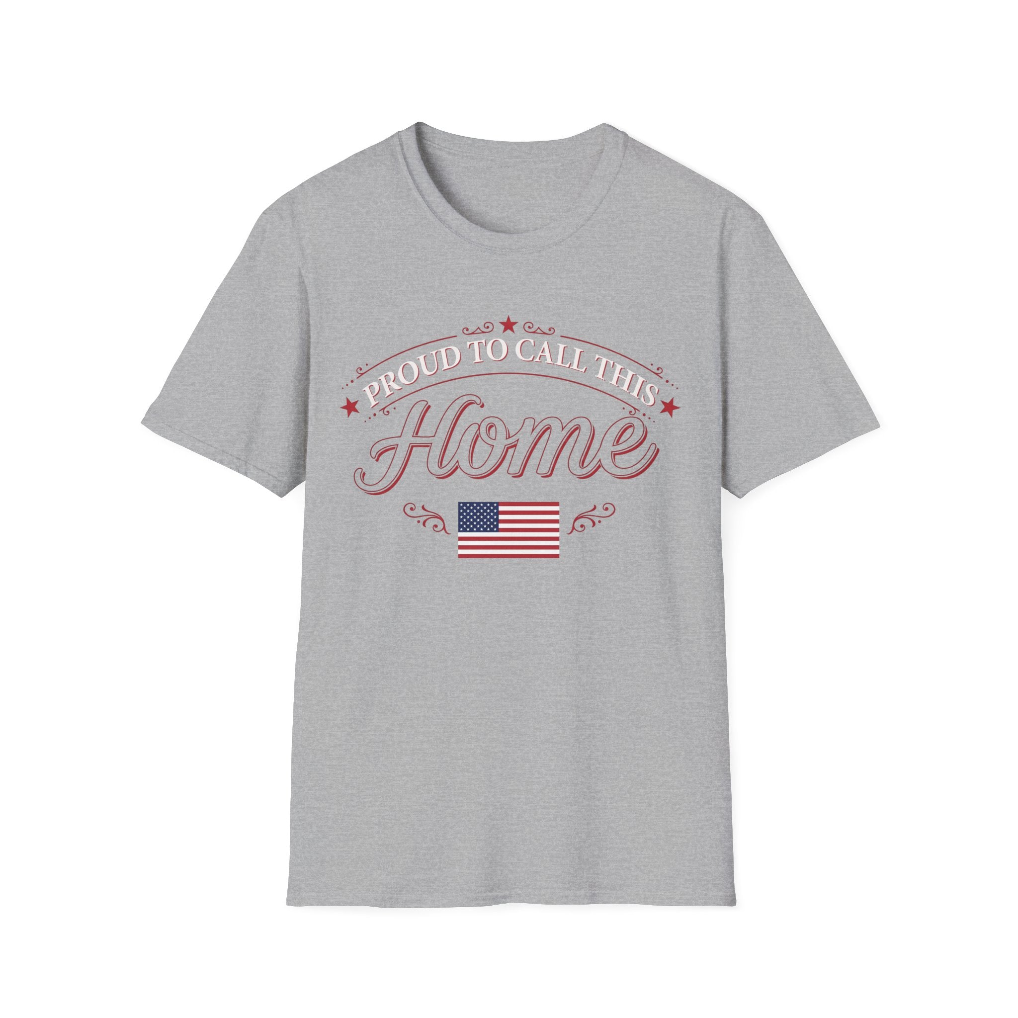 Proud To Call This Home T-Shirt | Classic American Flag Patriotic Tee