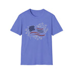 Boho Floral American Flag T-Shirt | Botanical Wildflower Patriotic Tee