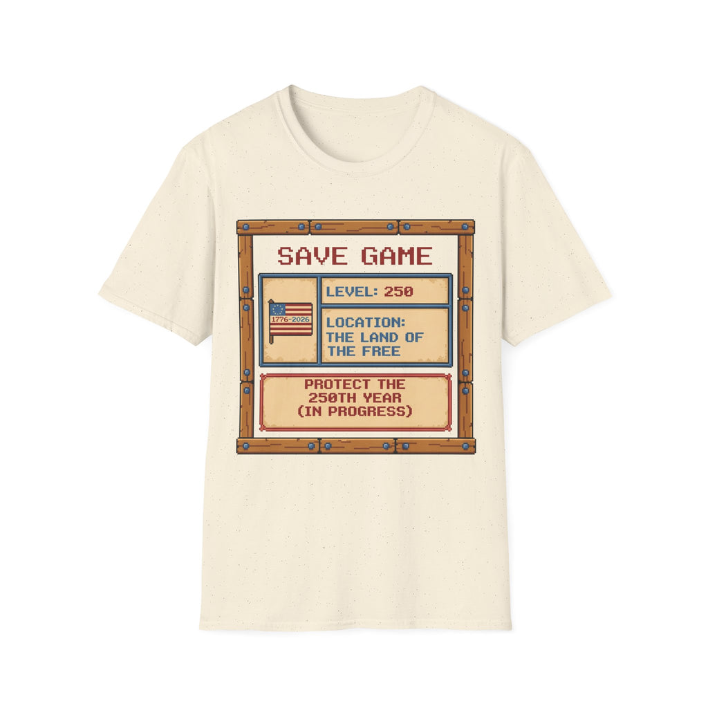 8-Bit Save Game Patriotic T-Shirt | Level 250 America Anniversary Gamer Tee