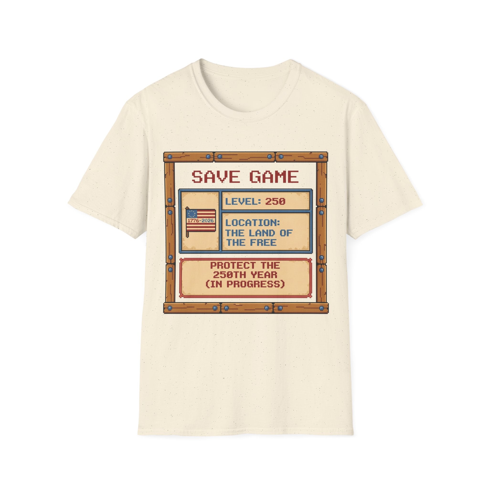 8-Bit Save Game Patriotic T-Shirt | Level 250 America Anniversary Gamer Tee