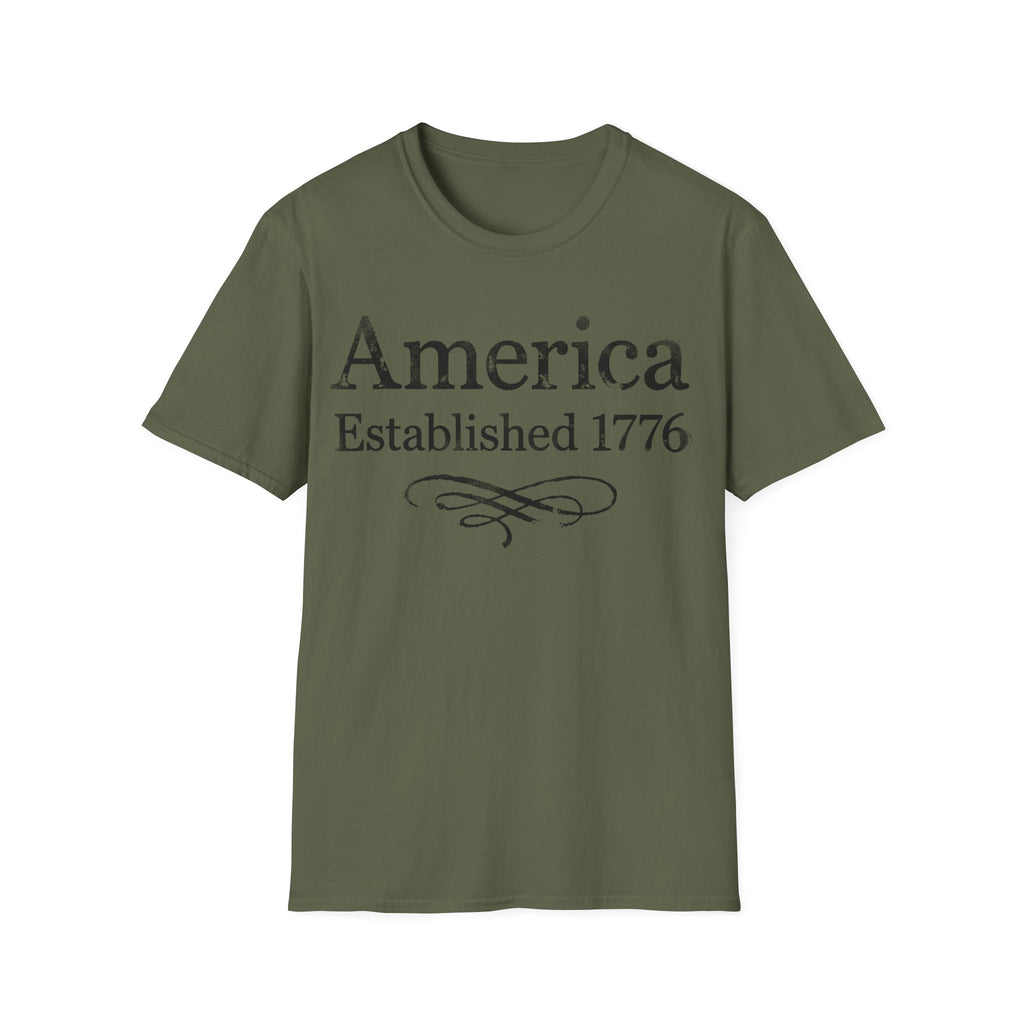 America Established 1776 Vintage Elegant Flourish T-Shirt