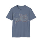 Minimalist Line Art American Flag T-Shirt | Subtle Patriotic Tee