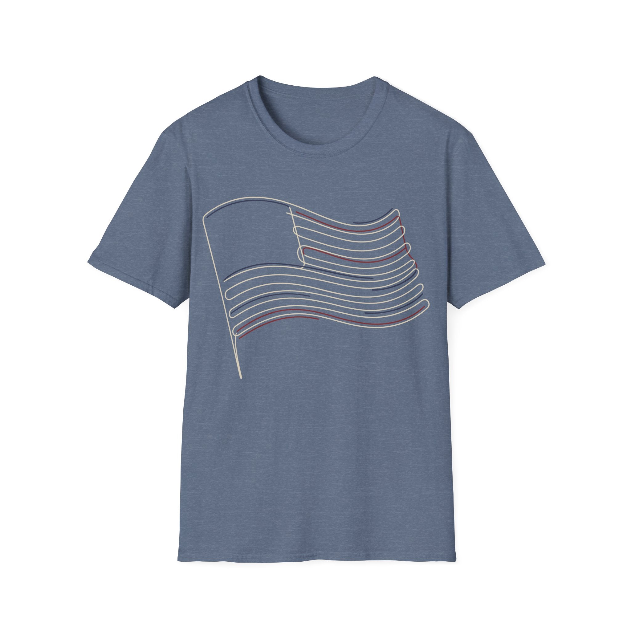 Minimalist Line Art American Flag T-Shirt | Subtle Patriotic Tee