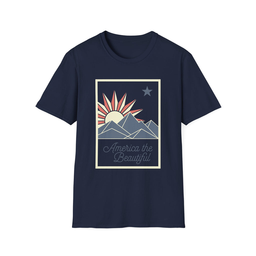 America The Beautiful Retro Mountain Sun T-Shirt