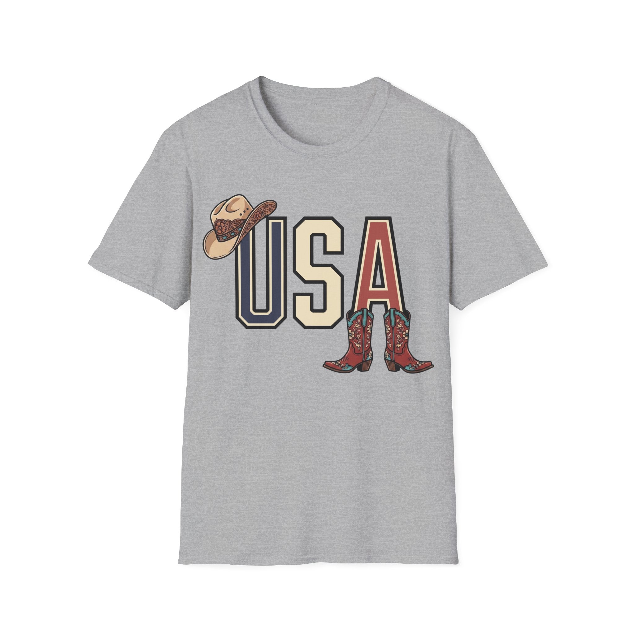 Floral Cowgirl Boots And Hat USA T-Shirt