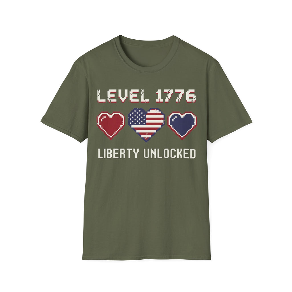8-Bit Patriotic T-Shirt | Level 1776 Liberty Unlocked Gamer Tee