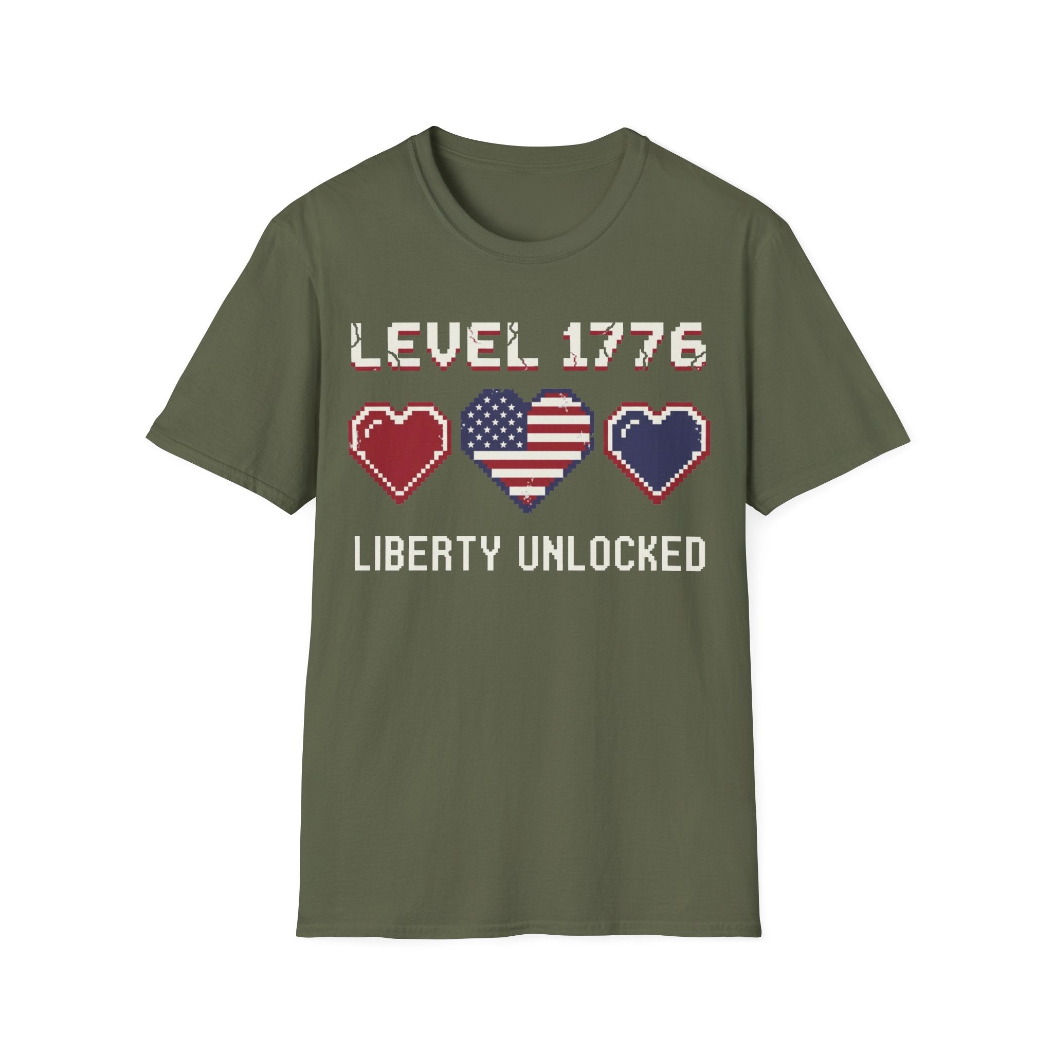 8-Bit Patriotic T-Shirt | Level 1776 Liberty Unlocked Gamer Tee