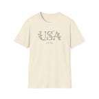 Elegant Minimalist USA 1776 T-Shirt | Subtle Floral Patriotic Tee