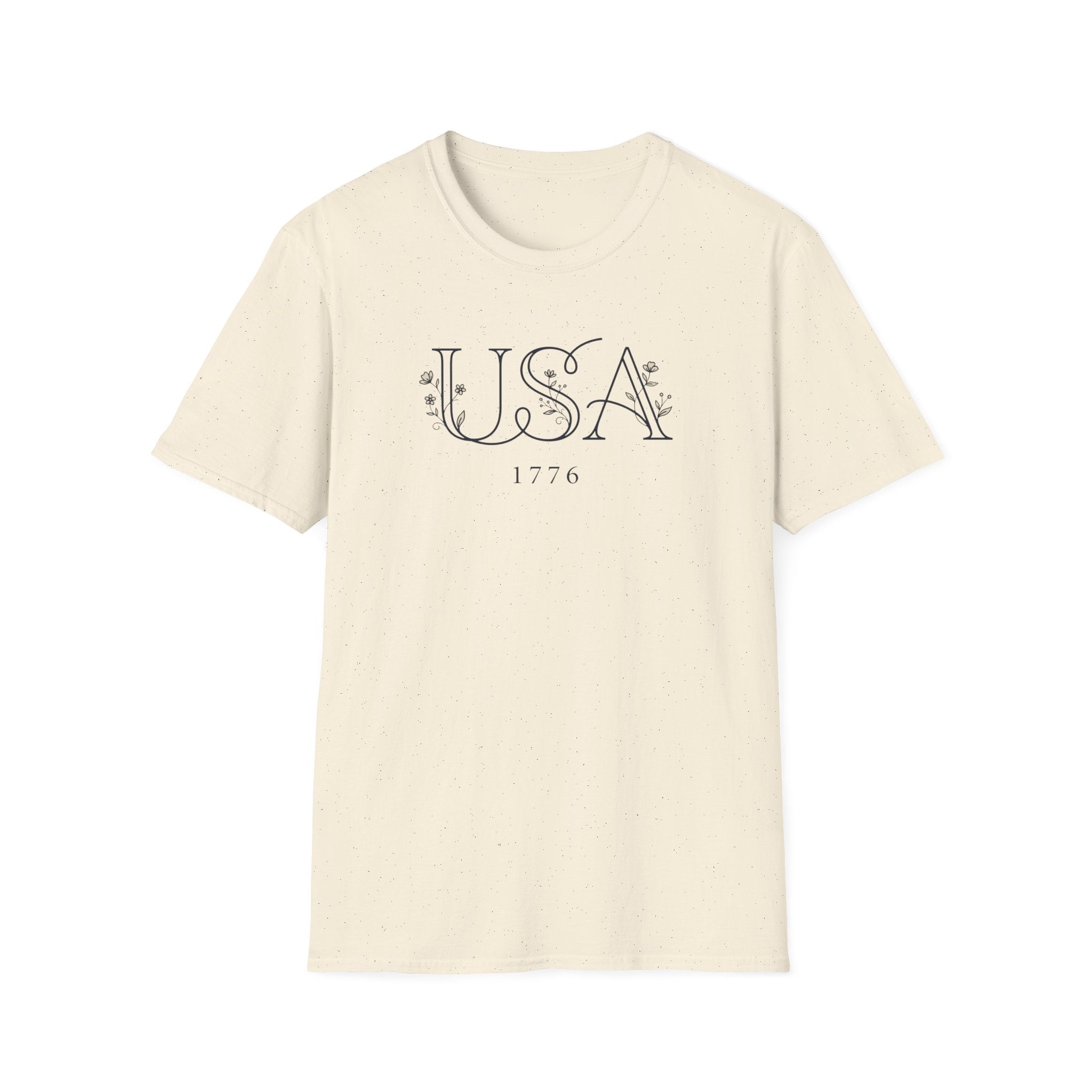 Elegant Minimalist USA 1776 T-Shirt | Subtle Floral Patriotic Tee
