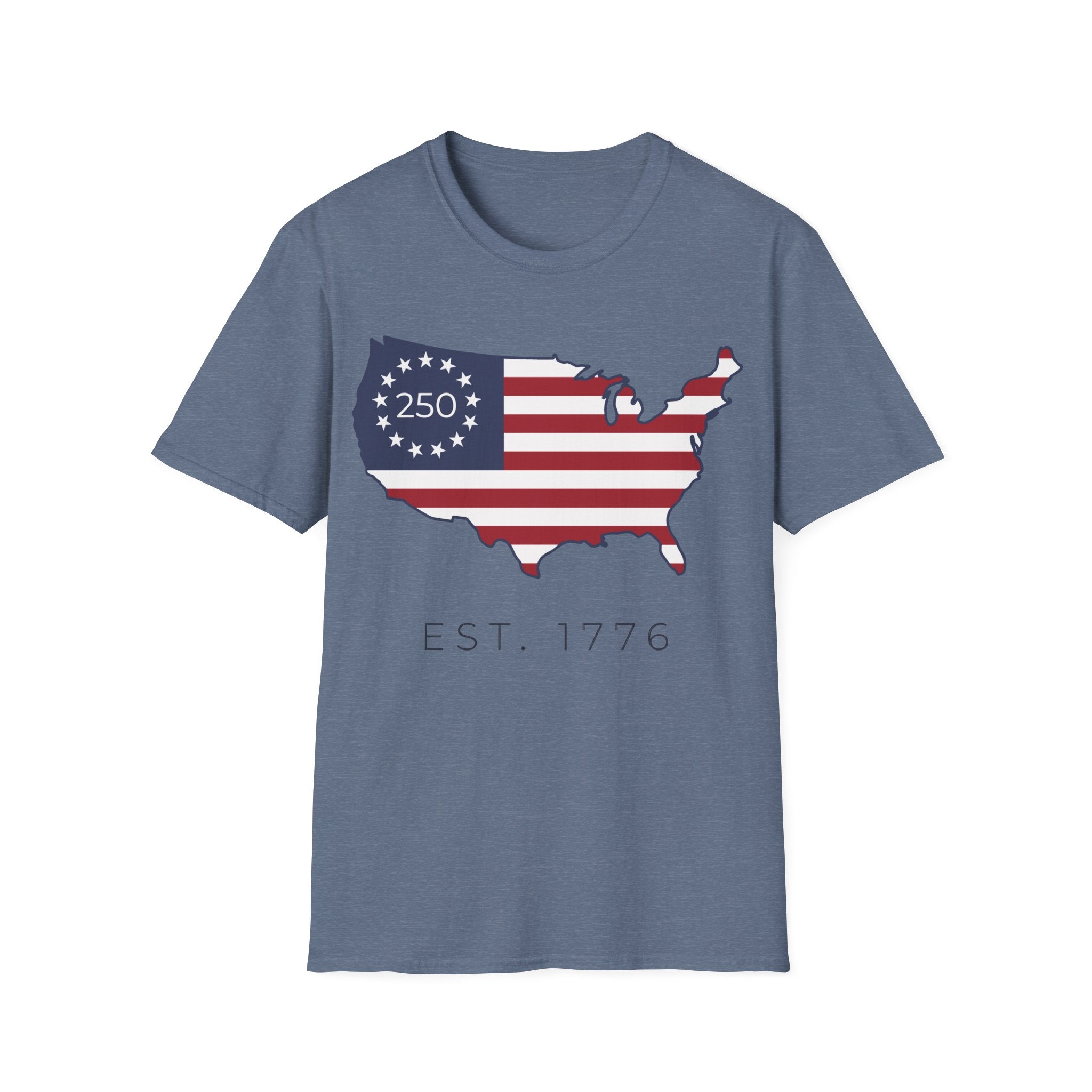 Est. 1776 USA Map: 250th Anniversary Flag T-Shirt