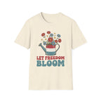 Let Freedom Bloom Retro Patriotic Floral T-Shirt | Vintage 4th of July Tee