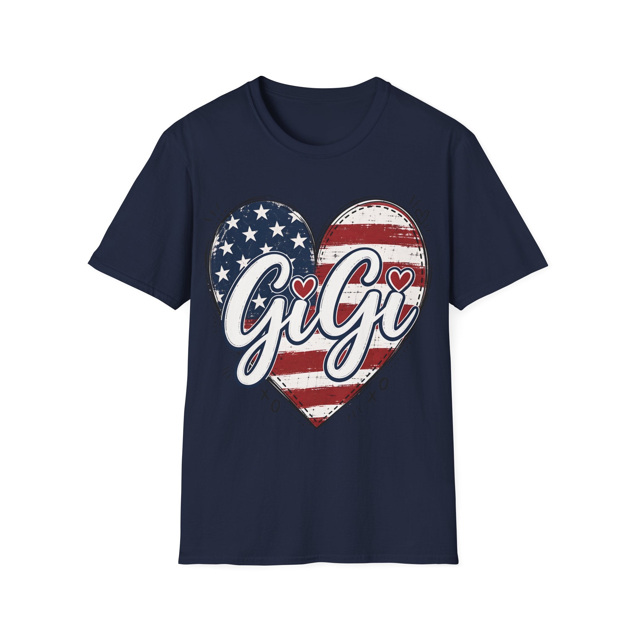 Gigi Distressed American Flag Heart T-Shirt