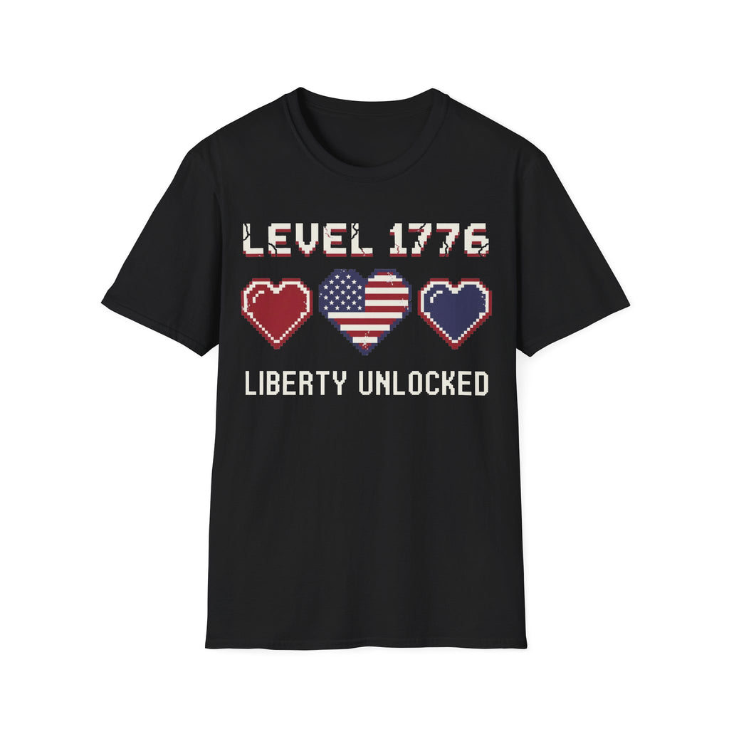 8-Bit Patriotic T-Shirt | Level 1776 Liberty Unlocked Gamer Tee
