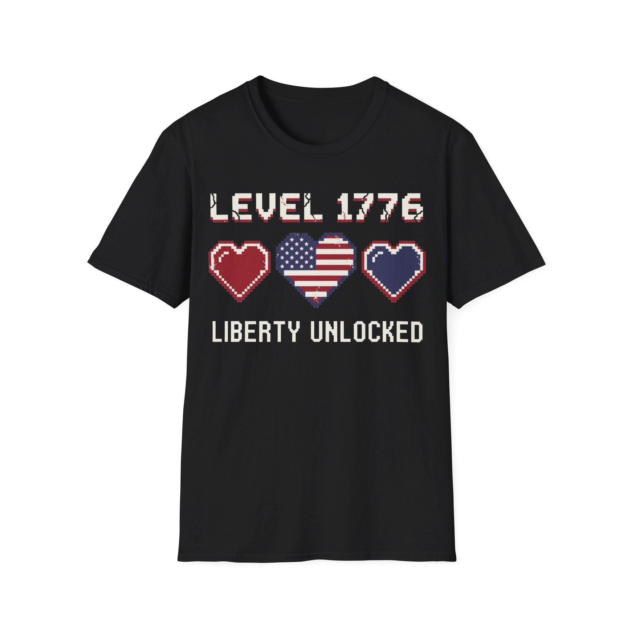 8-Bit Patriotic T-Shirt | Level 1776 Liberty Unlocked Gamer Tee