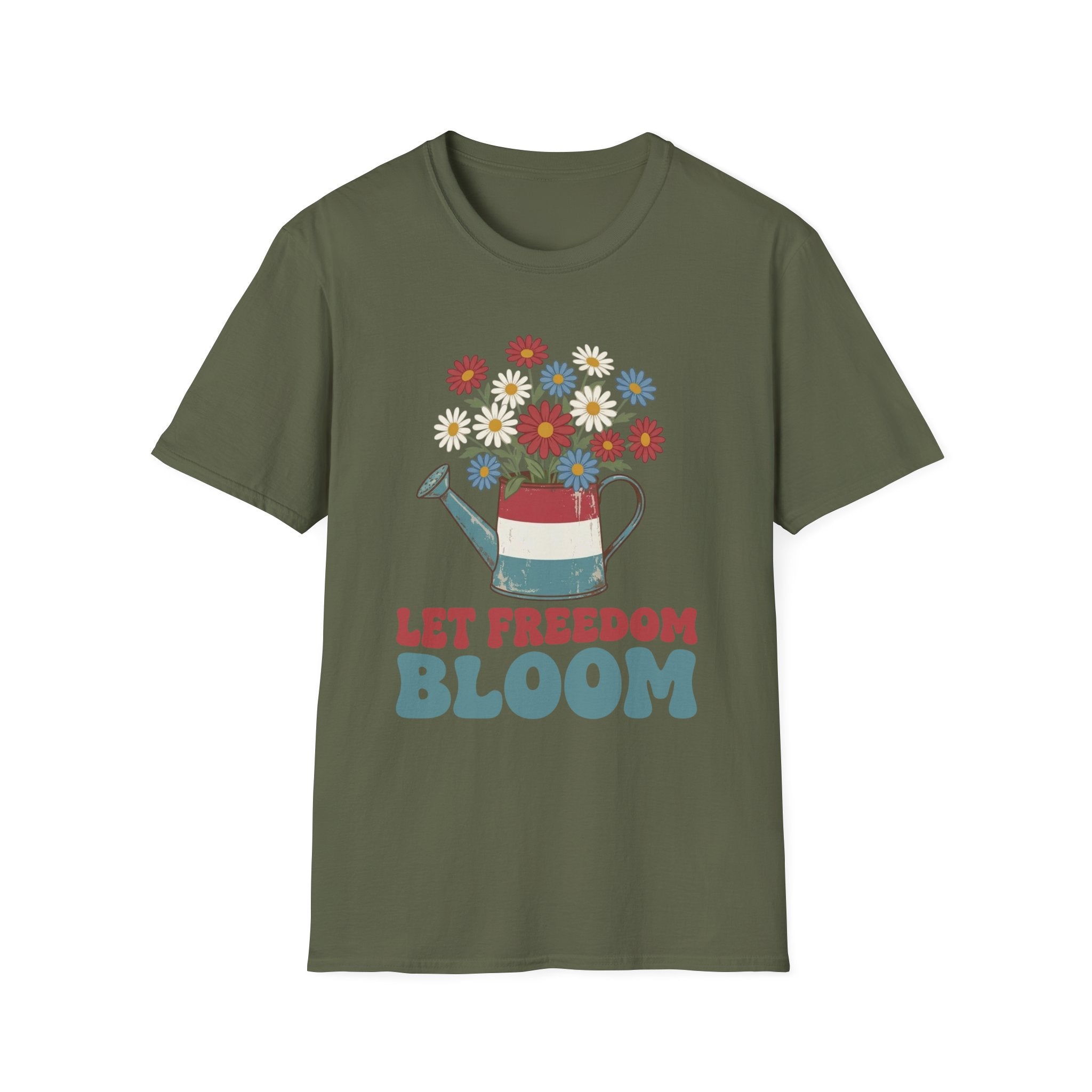 Let Freedom Bloom Retro Patriotic Floral T-Shirt | Vintage 4th of July Tee
