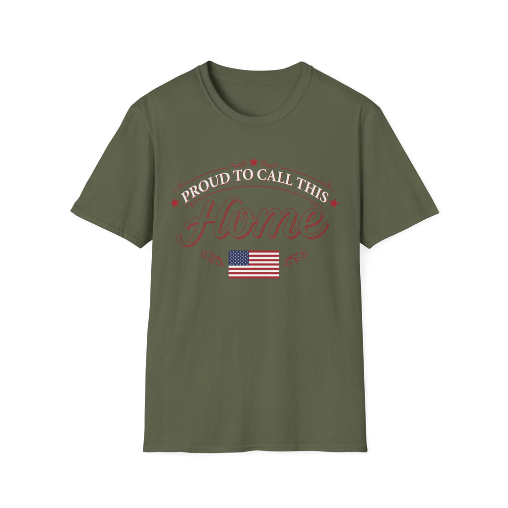 Proud To Call This Home T-Shirt | Classic American Flag Patriotic Tee