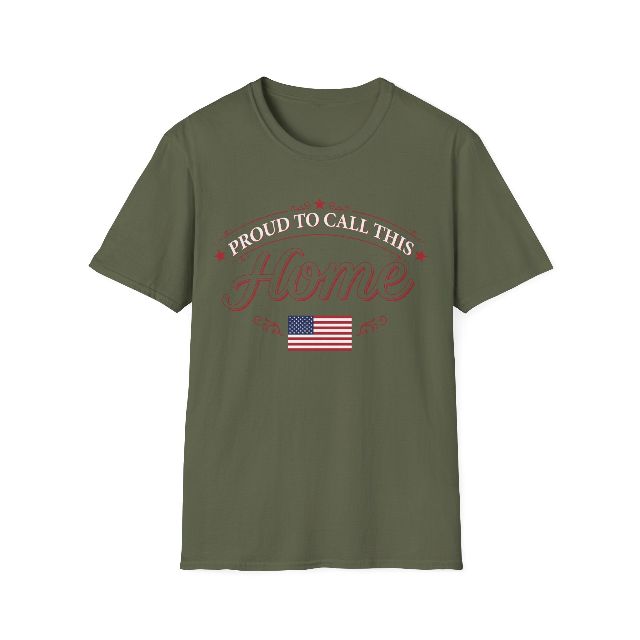 Proud To Call This Home T-Shirt | Classic American Flag Patriotic Tee