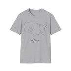Minimalist Botanical USA Map "Home" T-Shirt | Subtle Patriotic Tee