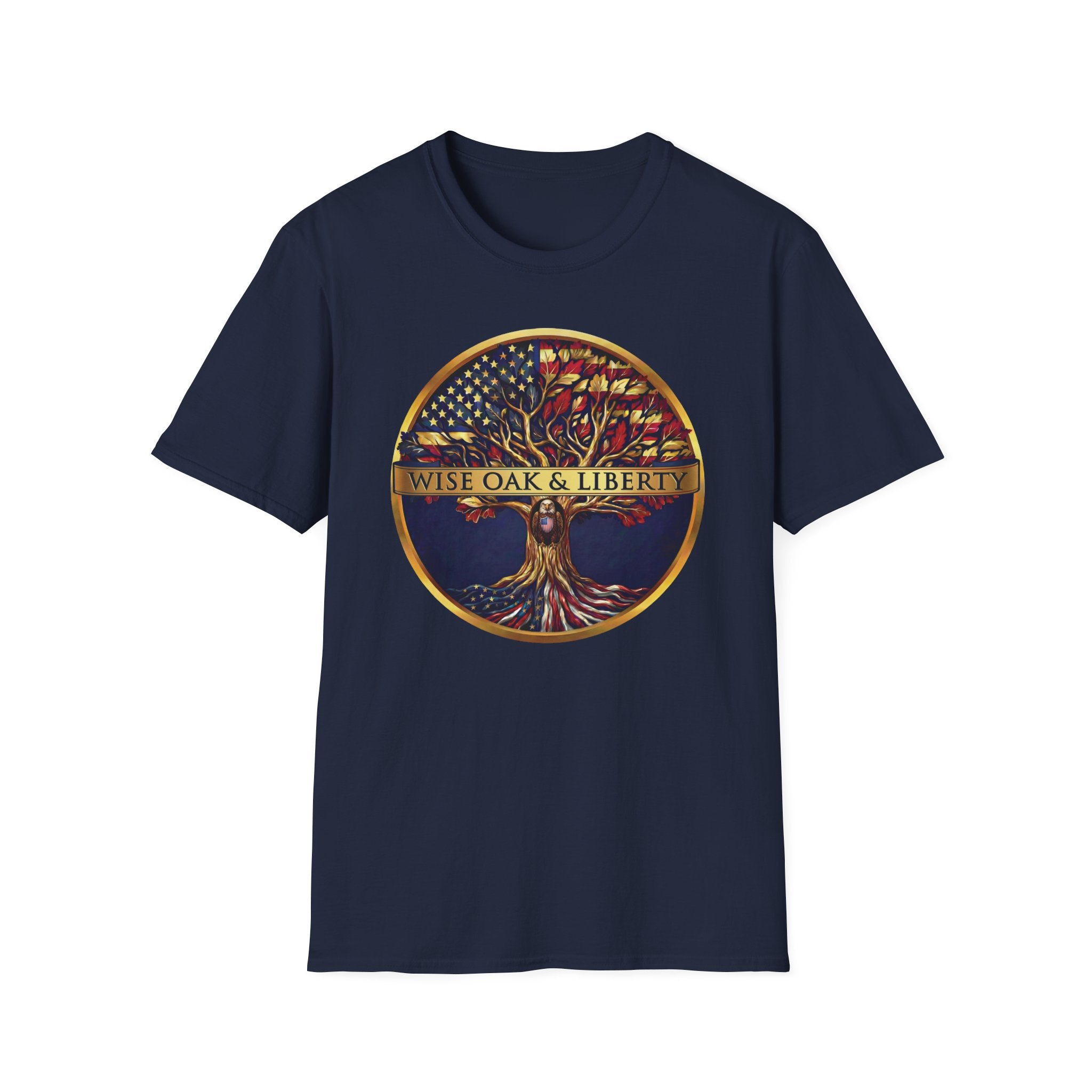 Wise Oak & Liberty Official Emblem T-Shirt | Patriotic Tree & Eagle Tee