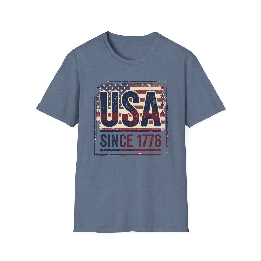 Vintage USA Since 1776 T-Shirt | Distressed American Flag Patriotic Tee