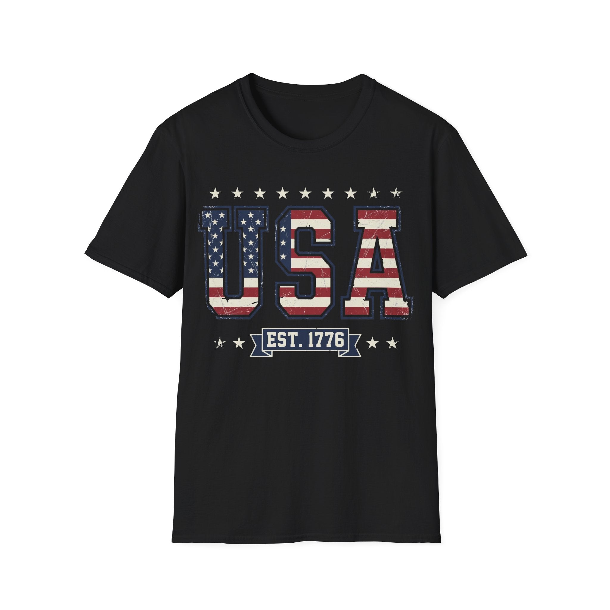 Vintage USA Varsity Est 1776 T-Shirt | Distressed Collegiate Patriotic Tee