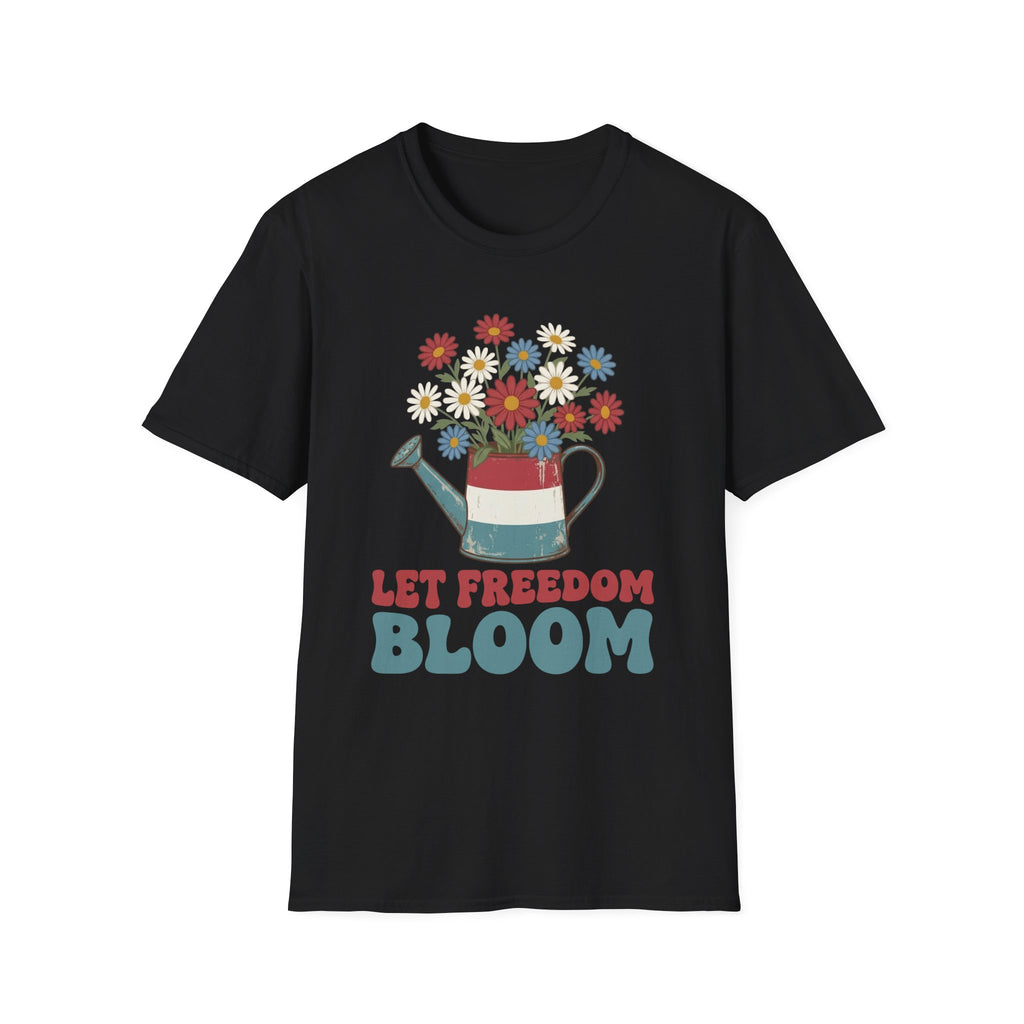 Let Freedom Bloom Retro Patriotic Floral T-Shirt | Vintage 4th of July Tee