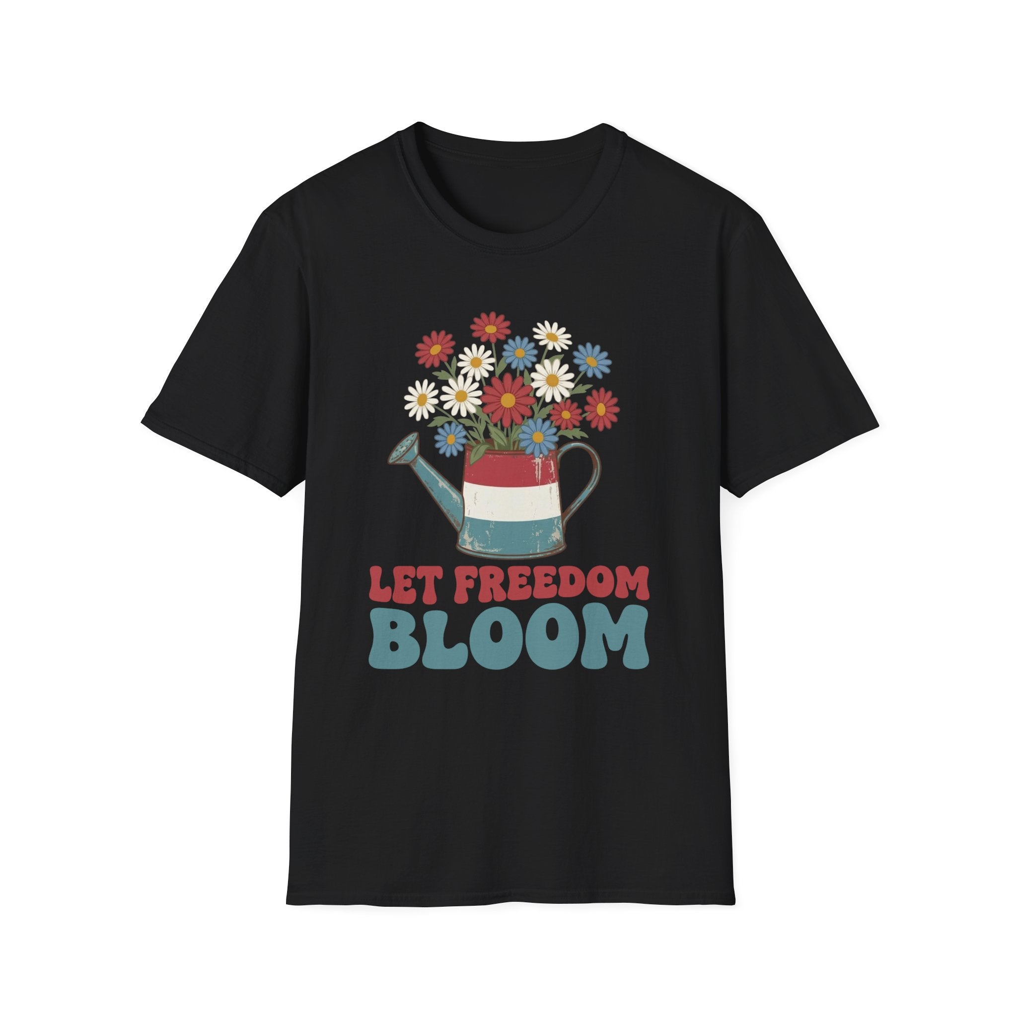 Let Freedom Bloom Retro Patriotic Floral T-Shirt | Vintage 4th of July Tee