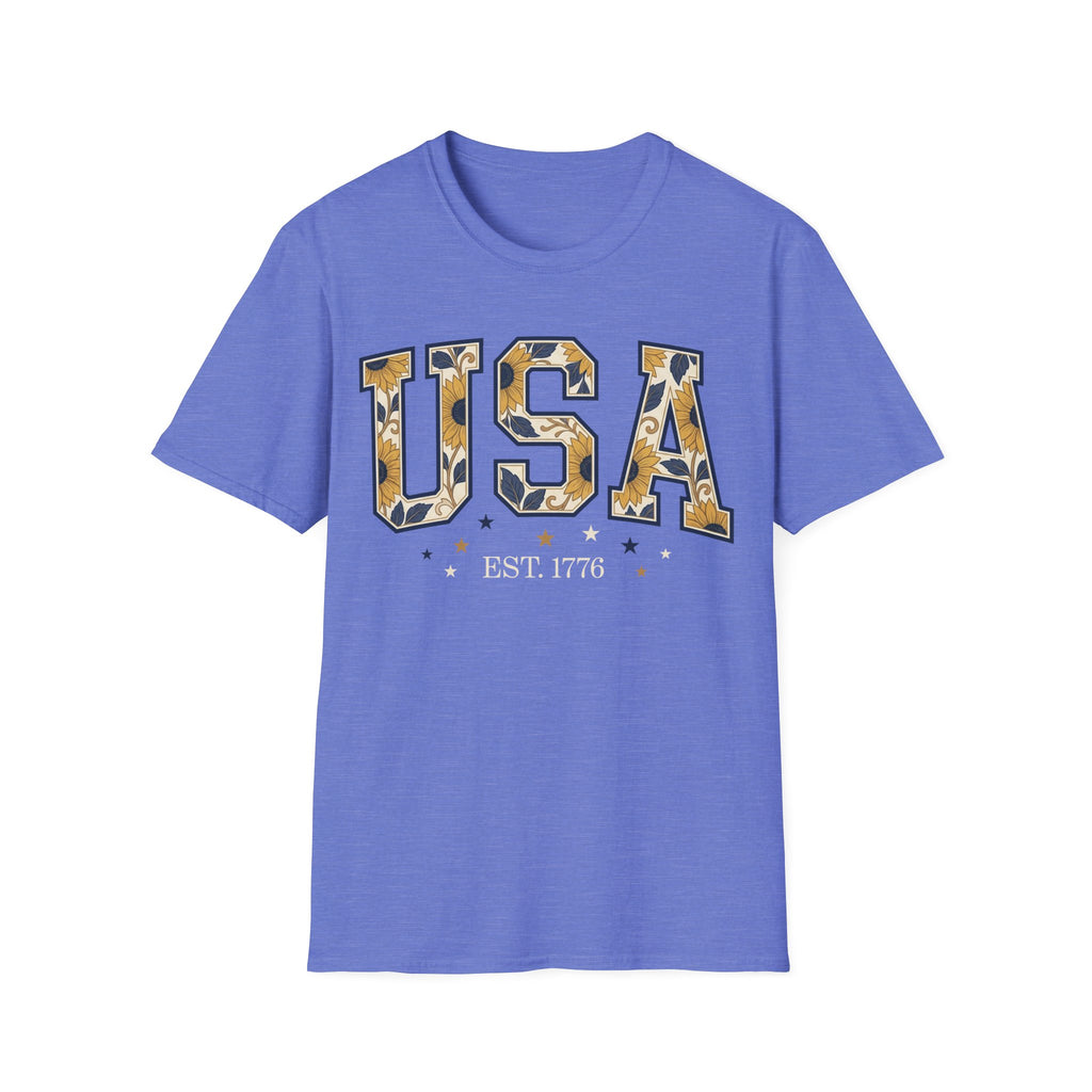Floral USA Sunflower Est 1776 T-Shirt | Boho Patriotic Tee
