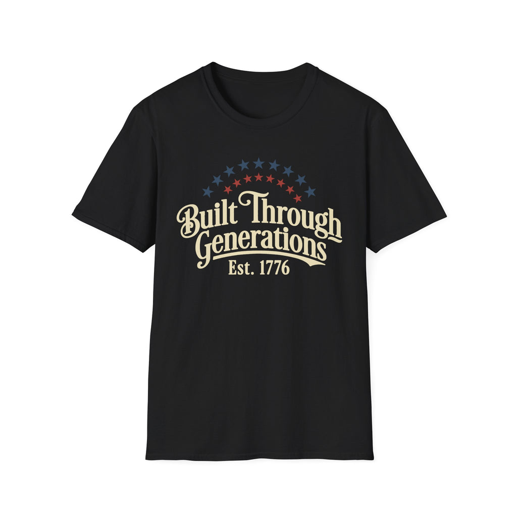 Built Through Generations: Vintage Est. 1776 Patriotic T-Shirt