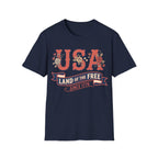 Retro Floral USA Land Of The Free T-Shirt