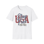 Vintage USA Stay Free Est 1776 T-Shirt | Retro Patriotic Graphic Tee