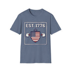 8-Bit Est. 1776 Patriotic T-Shirt | Retro Gamer American Flag Shield Tee