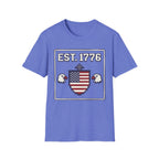 8-Bit Est. 1776 Patriotic T-Shirt | Retro Gamer American Flag Shield Tee